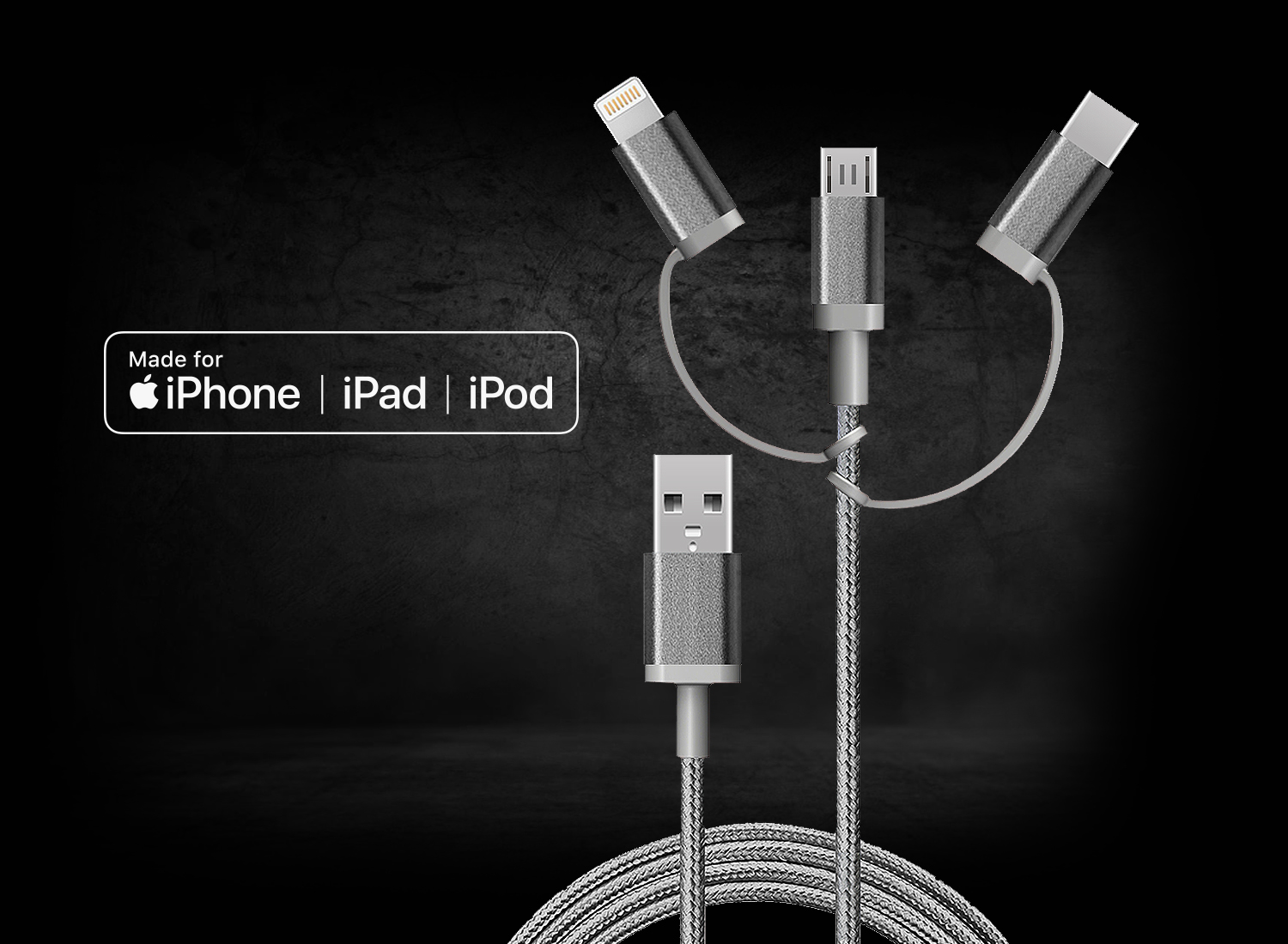3-in-1 (Type C/Lightning/Micro) USB Charging Cable