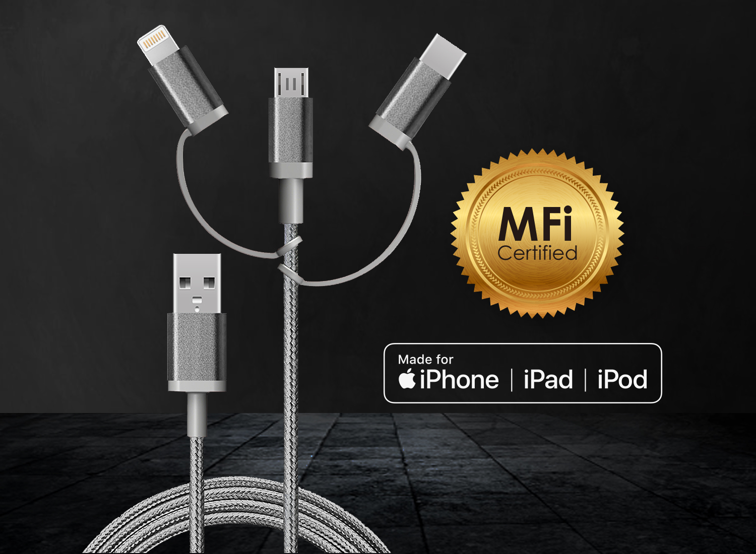 3-in-1 (Type C/Lightning/Micro) USB Charging Cable